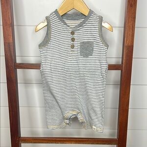 Burt's Bees Baby Gray Striped Tank Top Casual Cotton